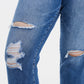 BAYEAS Full Size High Waist Distressed Cat's Whiskers Straight Jeans