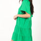 VERY J Texture V-Neck Ruffled Tiered Dress