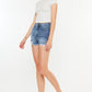 Kancan Distressed Raw Hem High Waist Denim Shorts