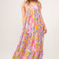 And The Why Full Size Printed Tie Shoulder Tiered Maxi Dress