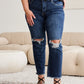 RFM Crop Dylan Full Size Tummy Control Distressed High Waist Raw Hem Jeans