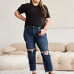 RFM Crop Dylan Full Size Tummy Control Distressed High Waist Raw Hem Jeans