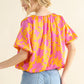 And The Why Full Size Printed Satin Bubble Hem Top