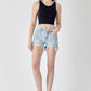 RISEN Frayed Hem Denim Shorts with Fringe Detail Pockets