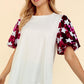 Haptics Star Sequin Bubble Short Sleeve Top