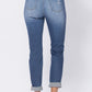Judy Blue Mid Rise Cuffed Distressed Jeans