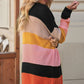 Striped Waffle Knit Open Front Cardigan